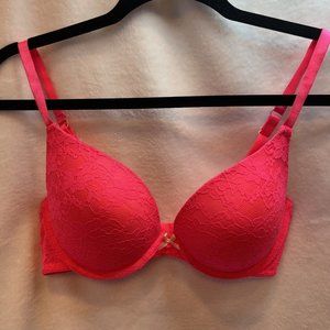 Xhilaration Womens Lace Push Up Bra Hot Pink Underwire Size‎ 36B